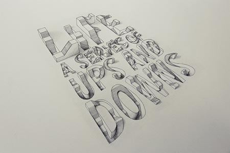 Hand-drawn 3D type by Lex Wilson