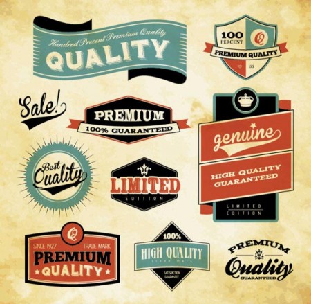 10 free vintage labels and badges packs