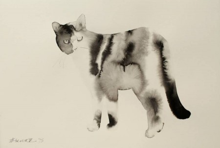 Watercolor cats in black & white