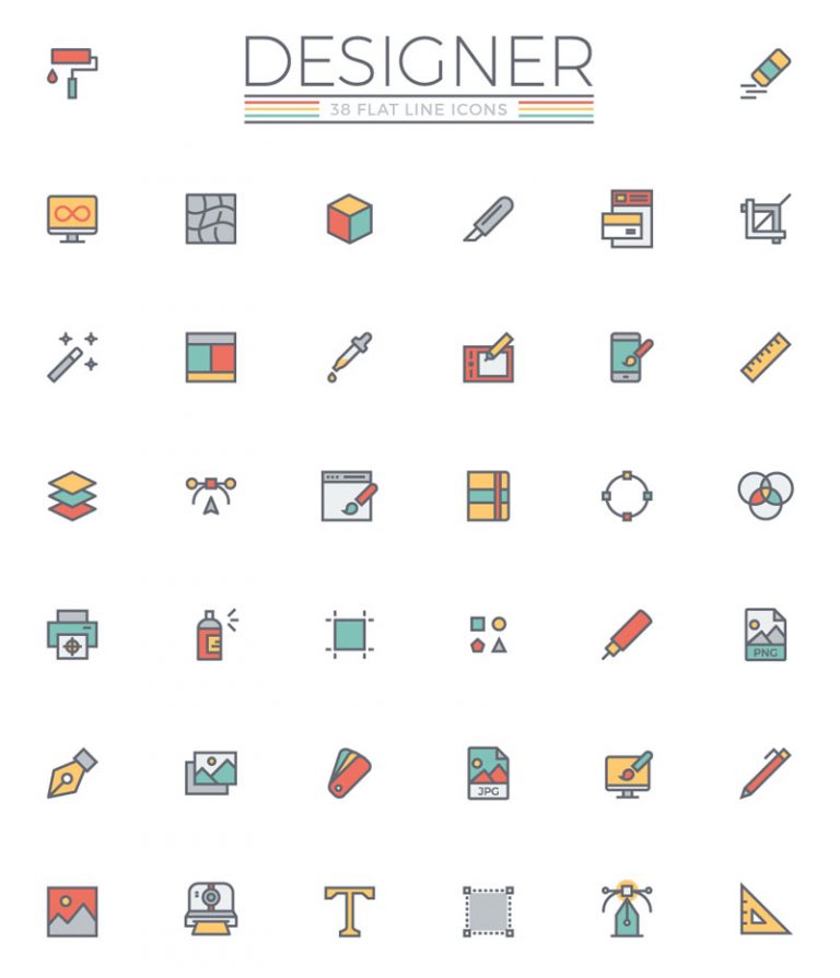 Freebie: the flat line designer icon set